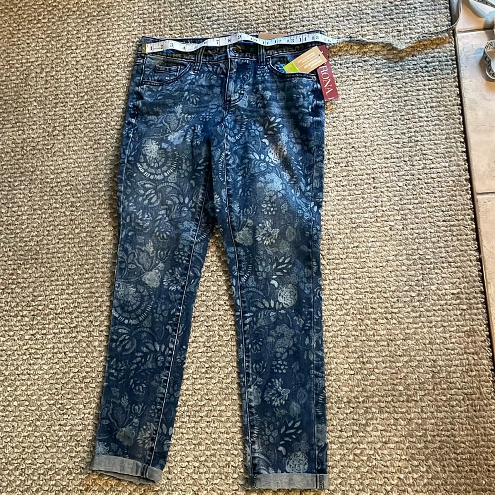 NWT Merona floral ankle skinny jeans